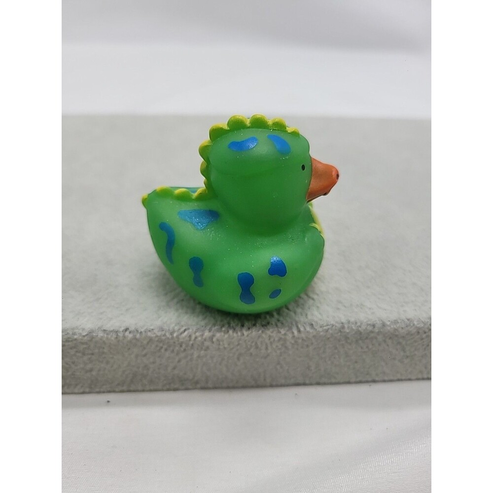 2" Green Yellow Alligator Blue Spotted Rubber Duck